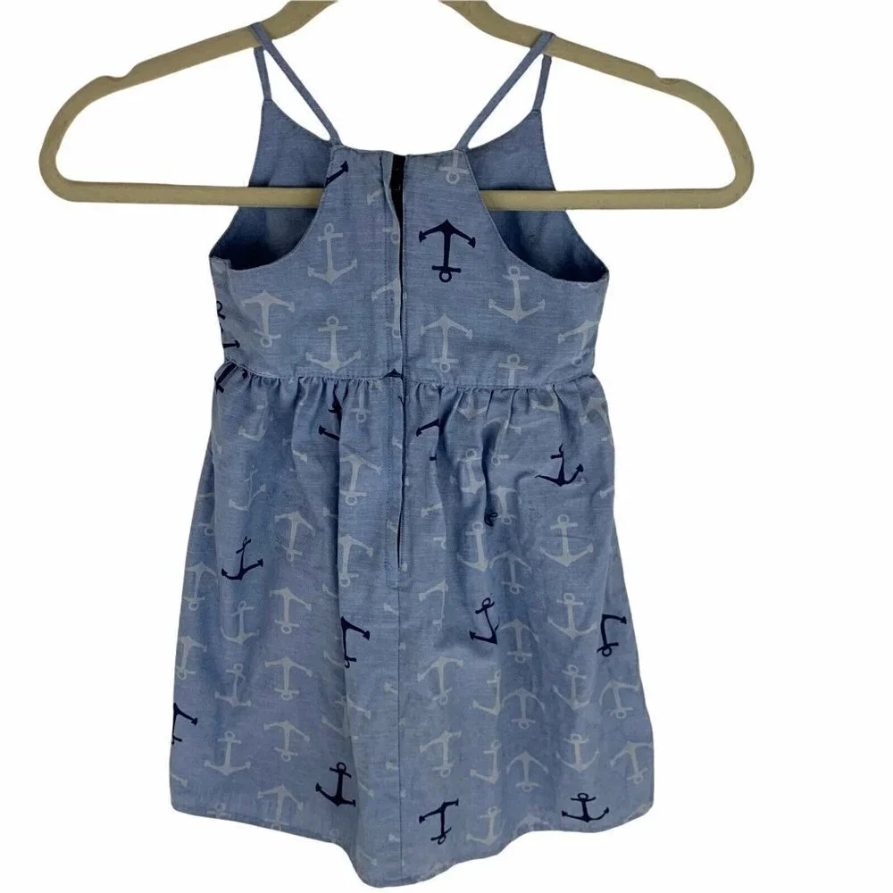 Nautica Girl's Size 5 Sun Dress Anker Print Nautical Cotton Blend